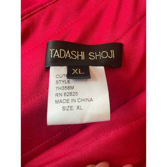 Tadashi Shoji Cherry Red One Shoulder Tiered Jersey Midi Dress Size XL - Picture 8 of 8